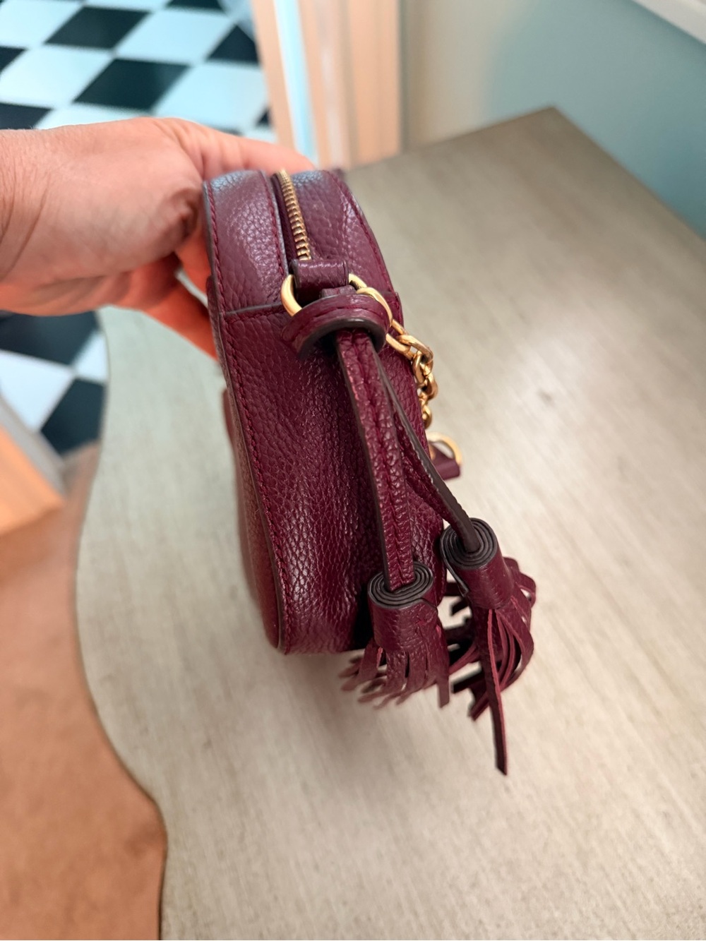 Tory Burch Burgundy Leather Crossbody Bag - Picture 2 of 7